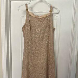 Betsy & Adam floor length gold dress
